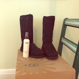UGG Tall Black Fuzzy Boots